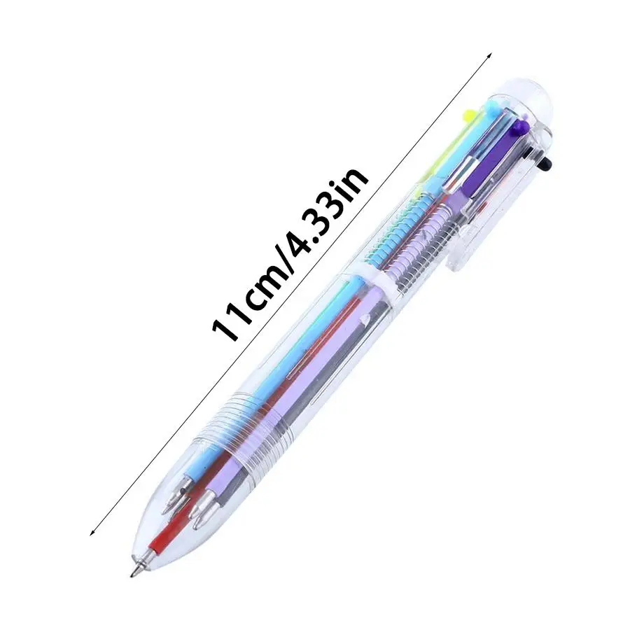 6/12pcs Retractable Ballpoint Pen, Clear Plastic Body Pen 6‑Color, Writing Stationery for Student Class Notes, Office Memo, XJM