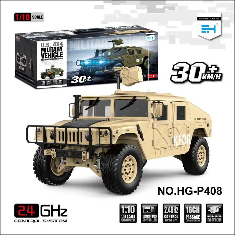 HG P408 1/10 4WD Truck Simulation RC Car Remote Control Car for US Hummer Jeep Crawler Off-road Vehicle Adult Kids Toy Gifts