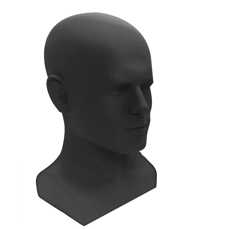 Male Mannequin Head Professional Manikin Head for Display Wigs Hats Headphone Display Stand (Matte Black)