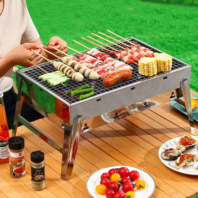 Portable Outdoor BBQ Carbon Grill, Folding, Outdoor, Cold-Rolled Steel