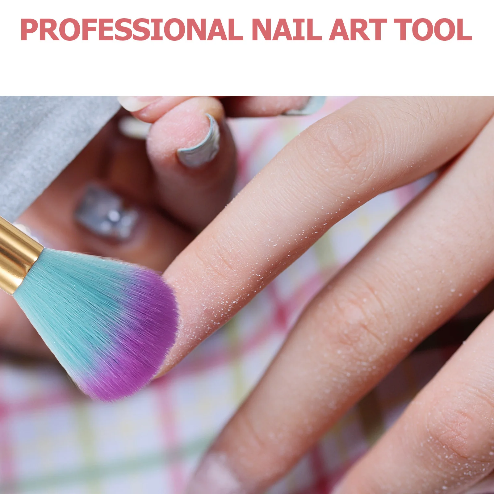 1 個ダブルヘッドネイルダストブラシプロフェッショナルアクリルラインストーンポールマニキュアツールブルーメイクアップブラッシュパウダーブラシネイルアート