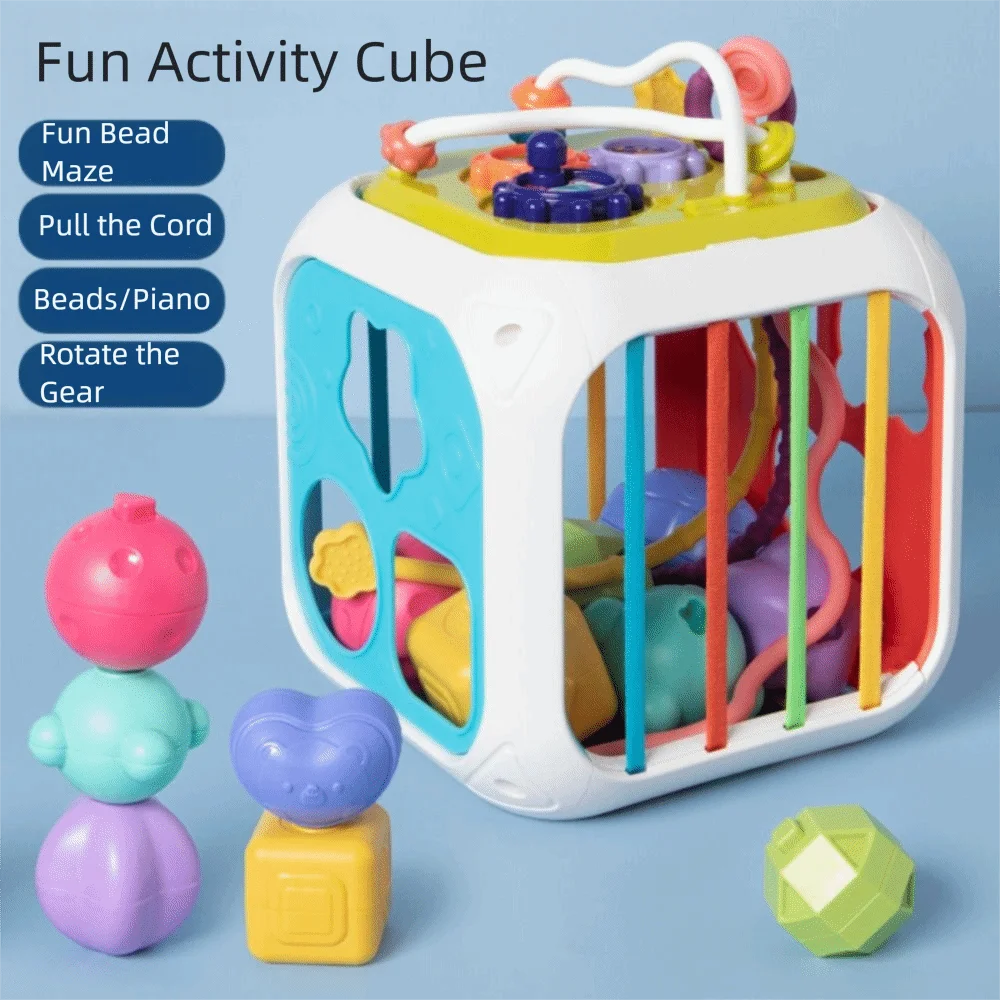For Baby Colorful Blocks Activity Cube Sorting Game Motor Training Montessori Sensory Development Shape Sorter Sensory Infant