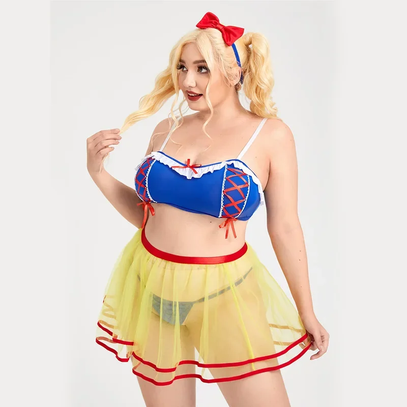 Plus Size Womens Sexy Cosplay Lingerie Adult Sex Role Play Anime Snow White Princess Maid Outfit Kawaii Lingerie Sexy Costumes