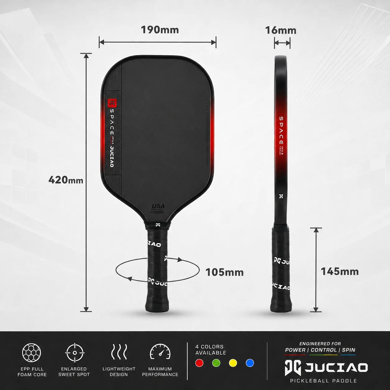 JUCIAO GEN5 Serie mit EPP-Schaumkern, leichter, strukturierter Oberfläche für Spin-Kontrolle und Power – Detail 6