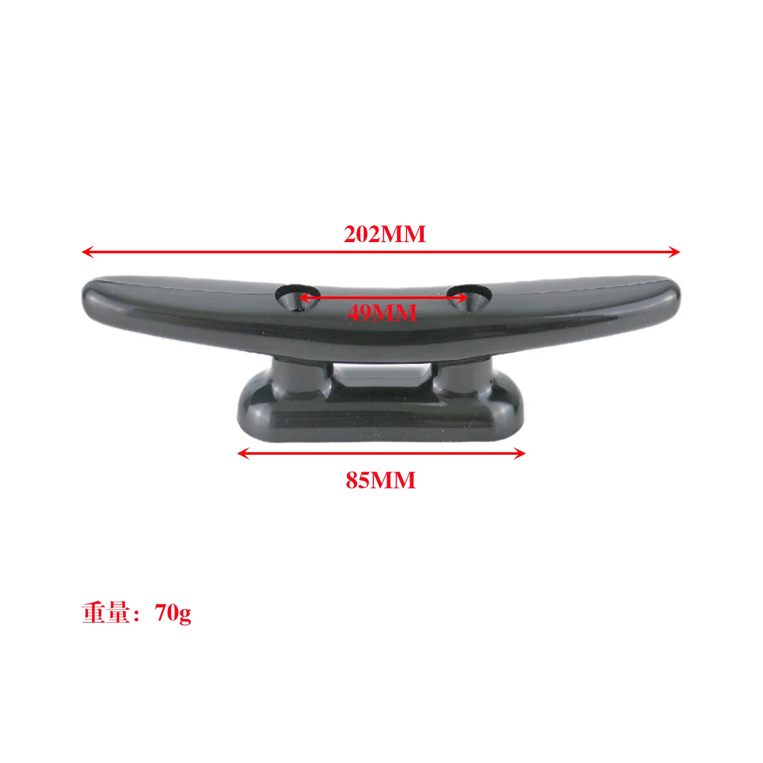 2PCS Marine Boat Black Nylon Deck Cleat 8"/200mm Rope Cleat Closed Base Boat Ties for Hardware Accessories view 3