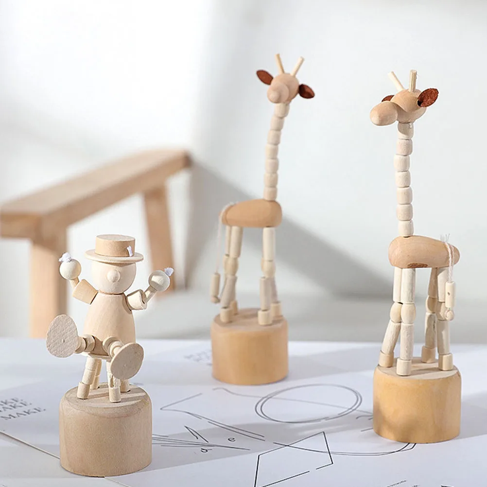 

3pcs Wooden Animal Figurines Unfinished Diy Craft Decor For Home Desktop Display Ornament Wood Puppy Shape Kids Creative