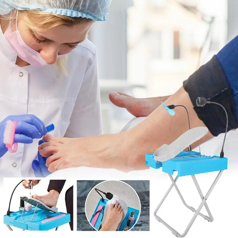 Foot Rest Pedicure Stand Adjustable Pedicure Chair Rest Stand Pedicure Helper With LED Mirror And Drying Fan Home Pedicures Tool