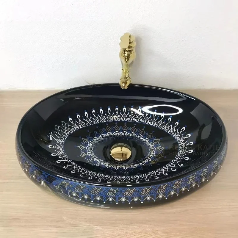 Golden flower electroplating bathroom sink wash basin wash basin sink