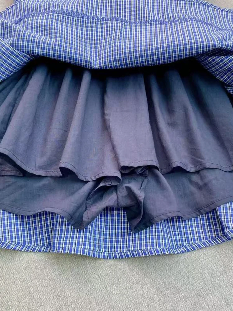 2025년 초가을 신상 핫 다이아몬드 플래드 셔츠 드레스 여성 우아한 폴로 칼라 긴팔 밴딩 허리 숏 로브