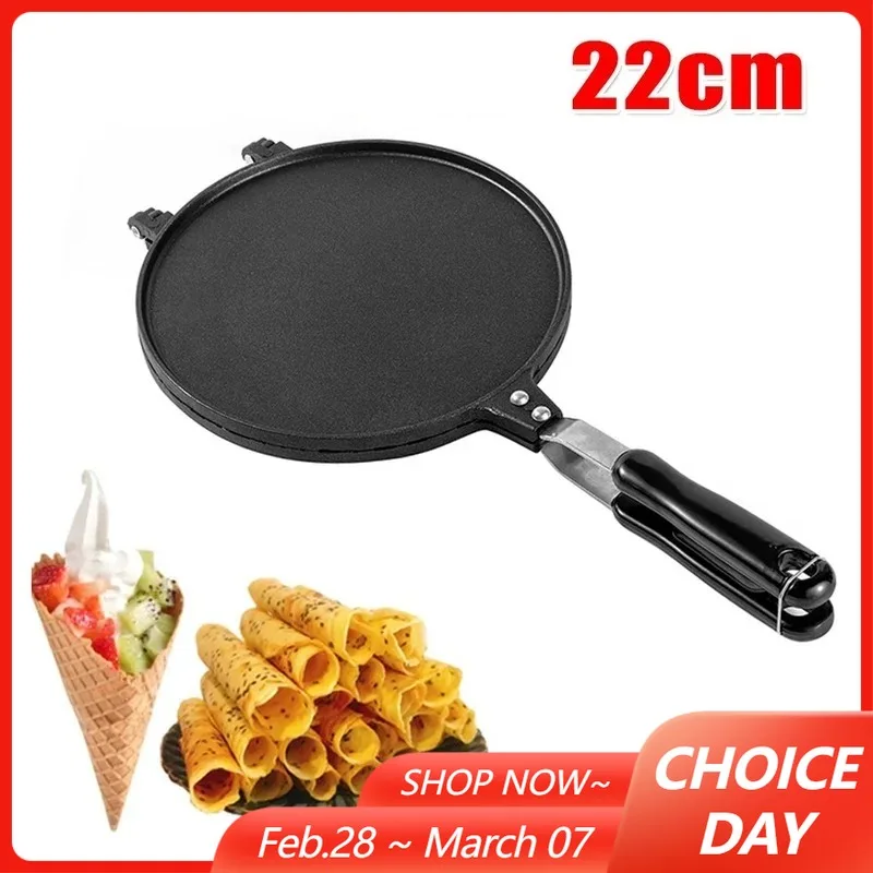 

22cm Non-Stick Egg Roll Waffle Maker Baking Pan Ice Cream Cone Maker Tool Mold Egg Frying Cake Mold Baking Pastry for DIY