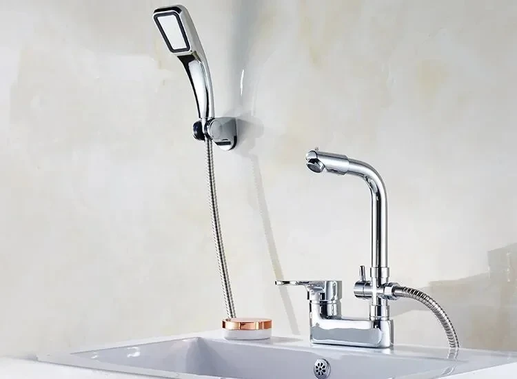 Multifunktionaler Waschtischhahn, Badezimmer-Mischbatterie, Aufsatz-Waschbeckenarmatur für den Haushalt, Warm- und Kaltwassermischventil – Detail 2