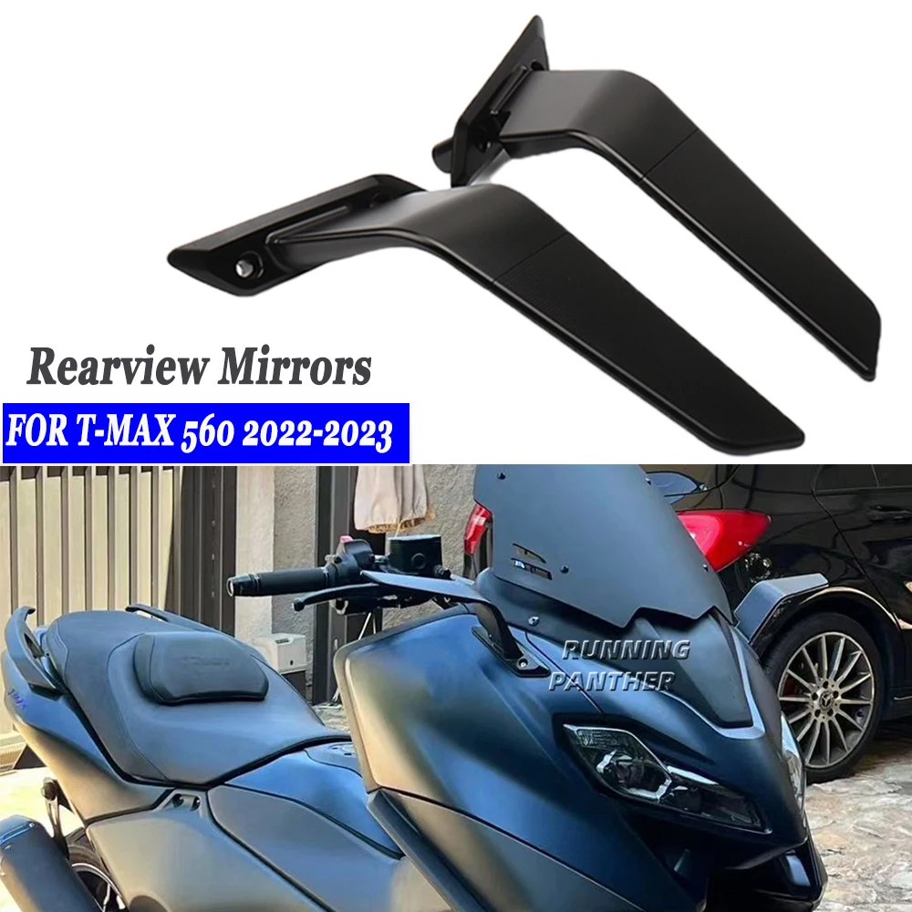 360° Rotatable Mirror Motorcycle Rearview Mirror HD Blue Reflector Mirror For Yamaha T-MAX TMAX 560 TMAX560 T-MAX560 2022 2023