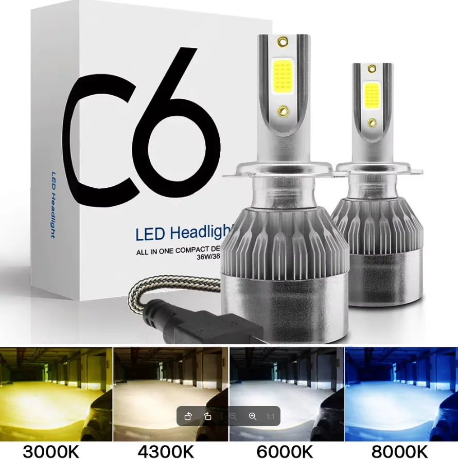 

2x H7 LED H11 H4 Hi/Lo H1 H3 H8 HB1 HB3 HB4 HB5 HIR2 H13 H27 9005 9006 Автомобильные фары 3000K 6000K 8000K COB C6 автомобильные фары