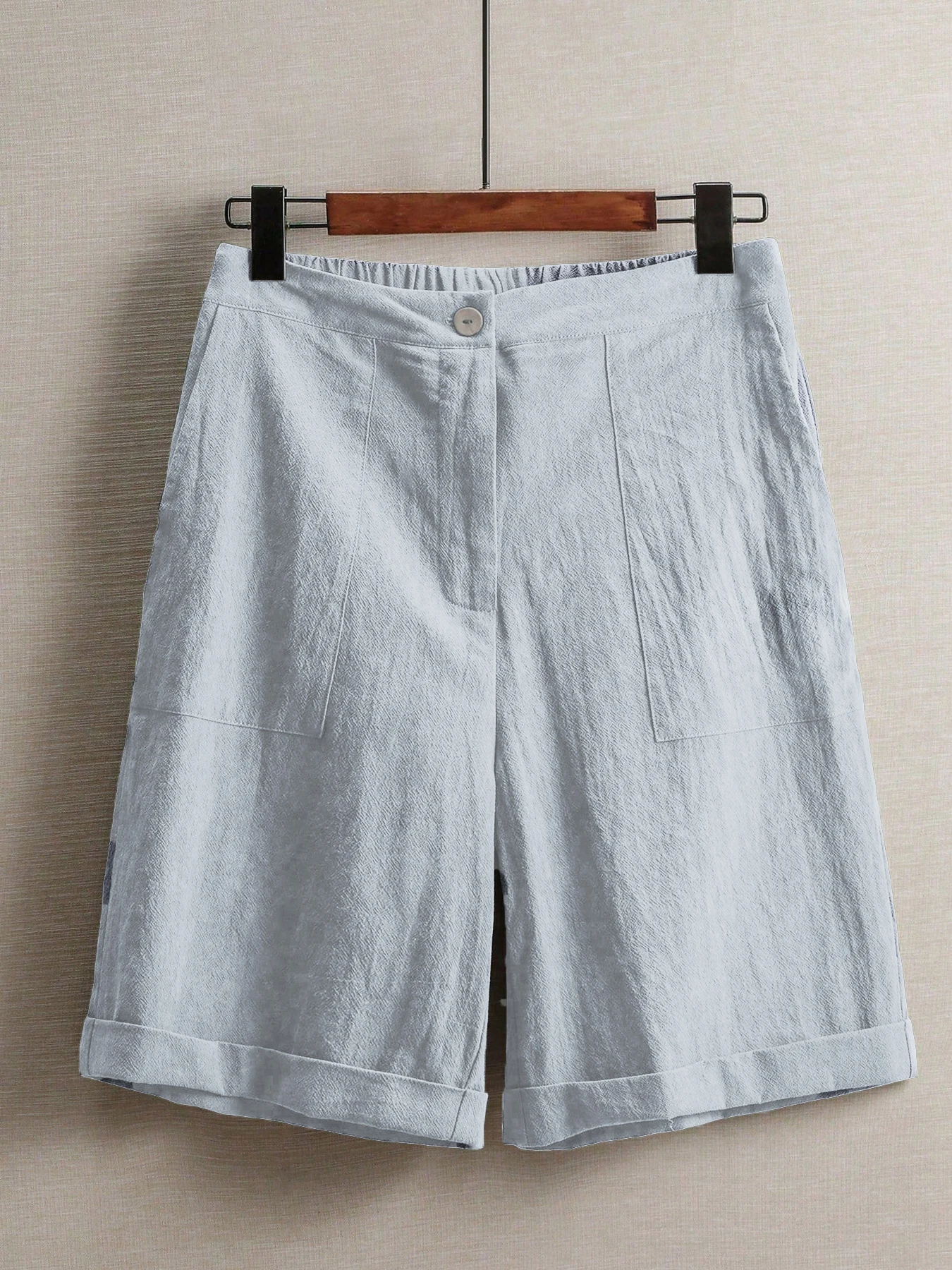 Sommerliche, leichte Damenhose mit fünf Taschen, weite, bequeme, gerade geschnittene Damenhose mit hoher Taille, modische Sport- und Freizeithose für den Außenbereich. – Detail 18