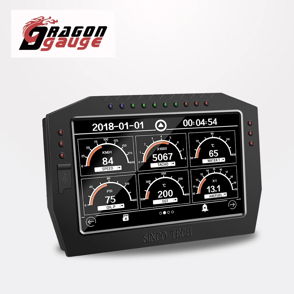 Race Dashboard Full Sensor Kit Colorful TFT Touch-Screen Life Waterproof Multi-function Racing Dash Gauge DO909