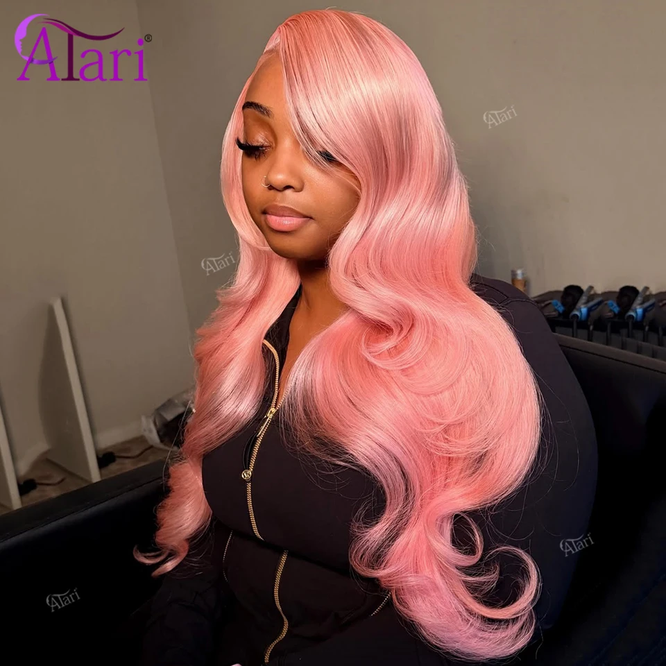 

Light Pink Colored Human Hair Body Wave Wigs Transparent 13x4 13x6 Lace Frontal Pink Orange Lace Front Brazilian Wig Pre Plucked