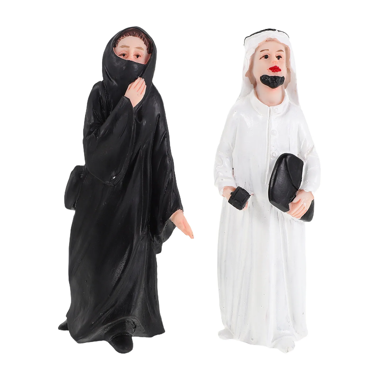 

2Pcs Arab Couple Resin Miniature Landscape Decor Arabian Man Woman Ornaments Bonsai Desk Decoration