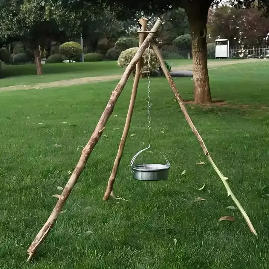 Stainless Steel Portable Camping Tripod Hanger Adjustable Chain,Outdoor Campfire Cooking Stand with Hook,Chain for Picnic BBQ