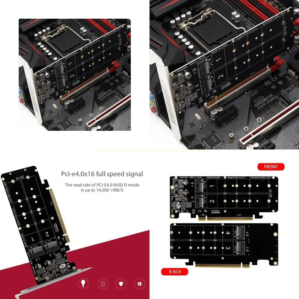 

Shock-proof Mini PCIeX16 To for M.2 M-key NVMEx4 SSD for RAID Expansion Adapter Card for PC