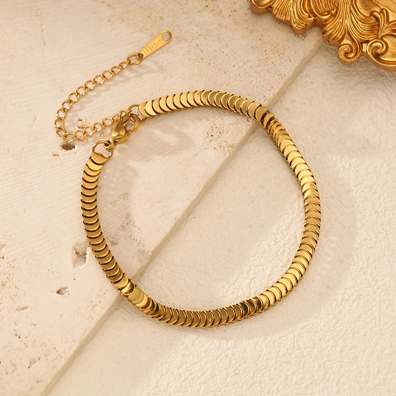 EILIECK Hochwertiges Goldfarbenes Kettenhalsketten-Armband-Set Trendiger Wasserdichter Edelstahlschmuck für Damen Geschenk – Detail 16