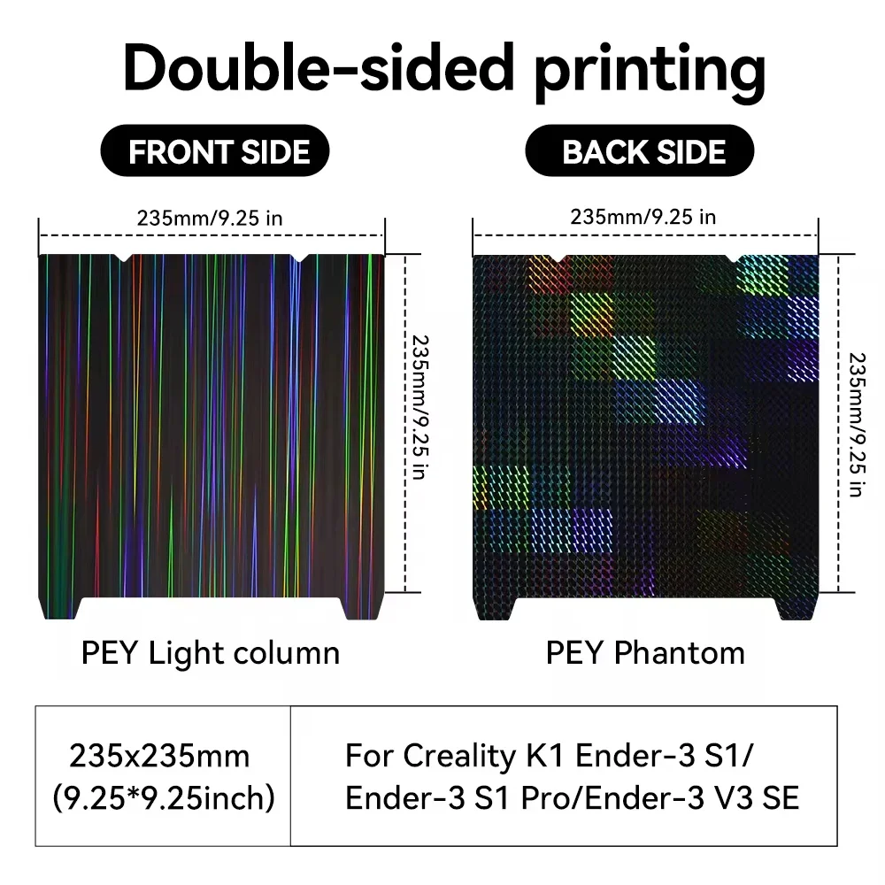 For Creality K1 PEI Build Plate K1C Bed Creality k1 Build Plate PEK PEF H1H PEO PEY PEI Sheet 235mmx235mm Ender 3 S1 Ender 5 S1