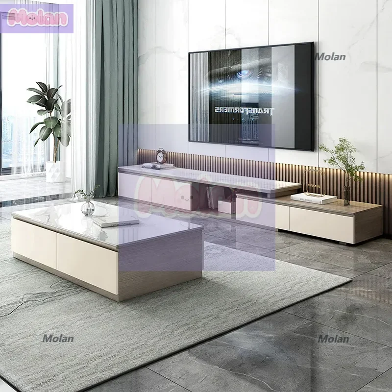 

Muyue telescopic TV cabinet, modern simple rock slab TV cabinet, large and small apartments, various living room floor cabinets,