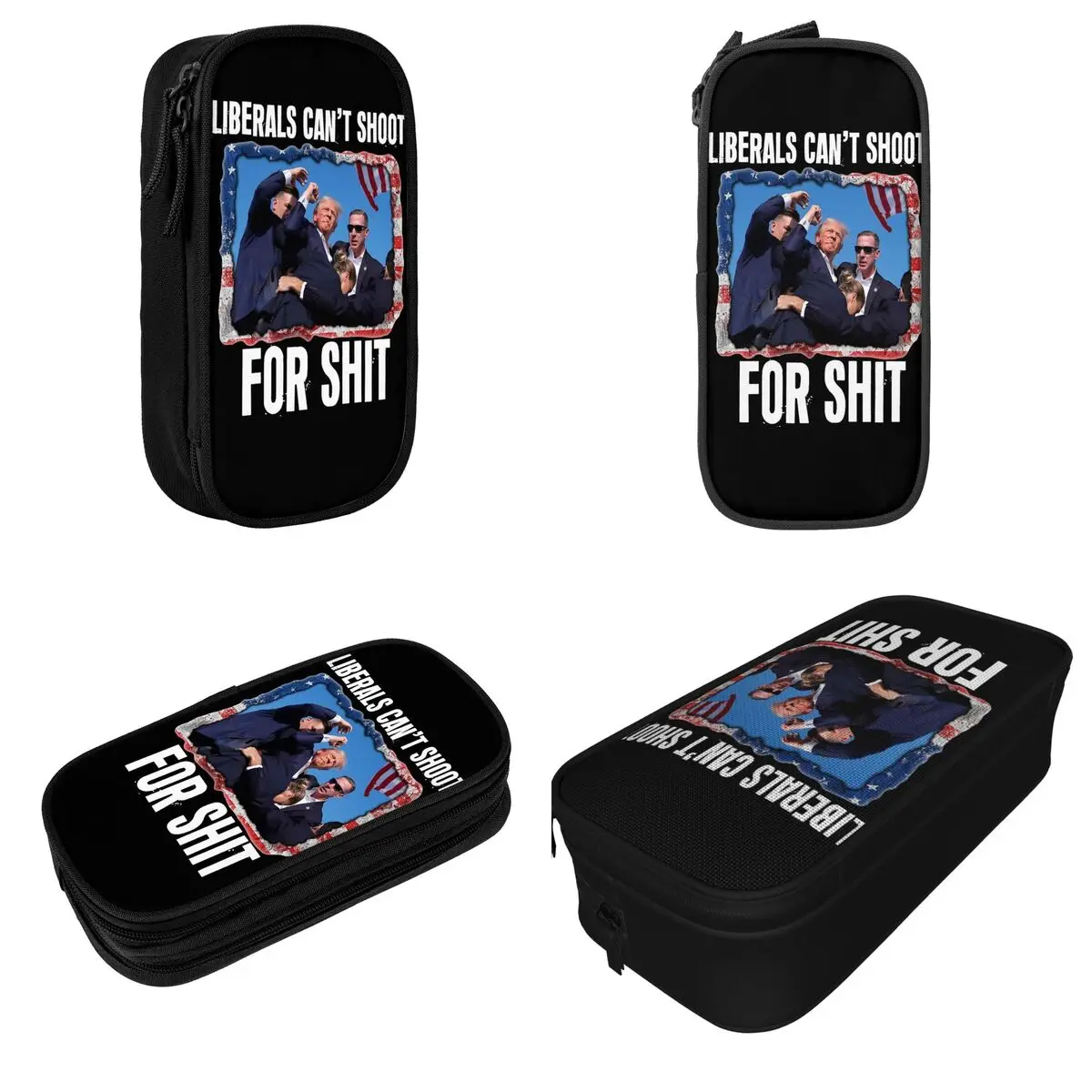 Liberals Can't Shoot America Pencil Case Trump Fight 2024 Pen Box Bag for Student Large Students School Gifts Pencil Pouch