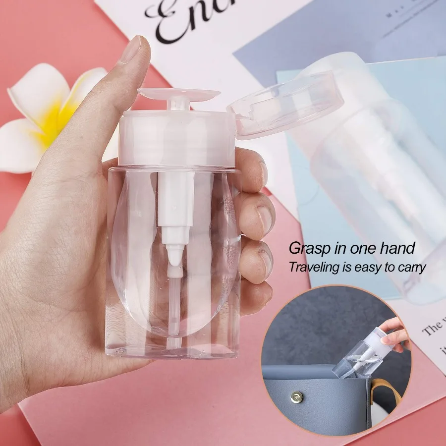 100ml Refillable Empty Press Pump Bottle Remover Cleaner Polish Makeup Manicure Tools Accessory Clear Dispenser Liquid Container - view 5