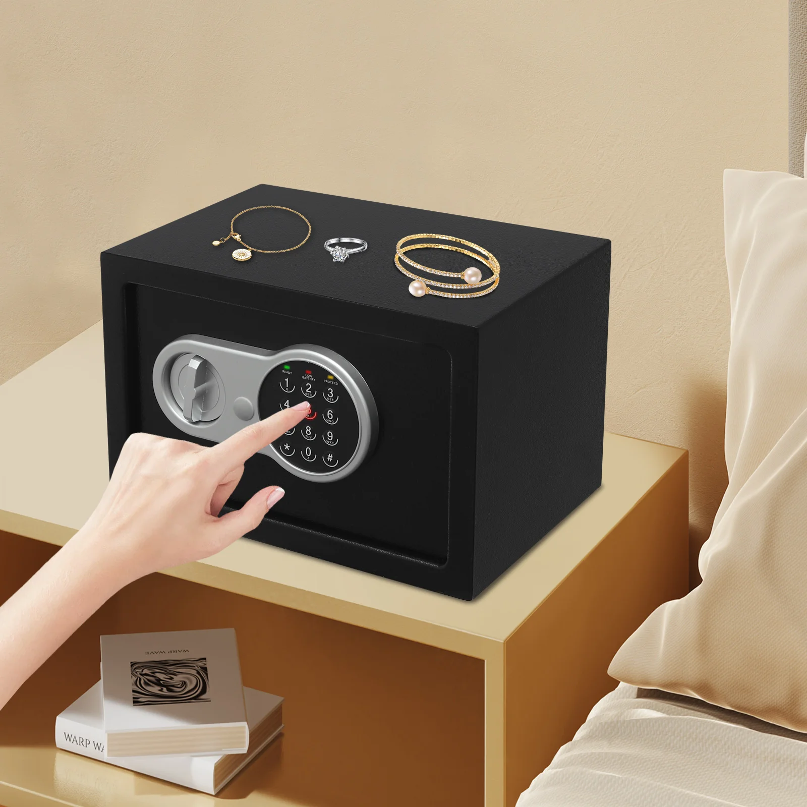 Steel Numeric Code Safe Box Safety Deposit Box Jewelry Money Storage cabinets Digital Lock with Keys For Bedrooms  Finance Rooms