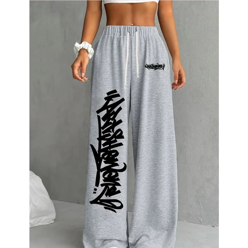 

Женские повседневные спортивные штаны с граффити и буквенным принтом, геометрический дизайн, завязка на талии, удобная летняя одежда для взрослых