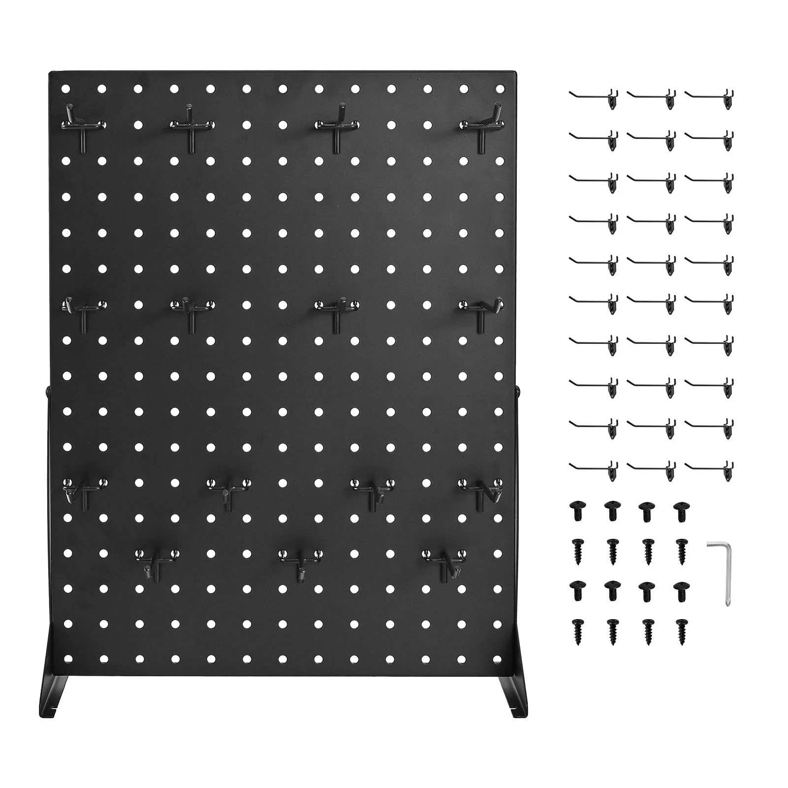 Pegboard Display Stand, 17 x 13 Inch Tabletop Pegboard Display Stand with 30 Hooks, Black (2 PCS), Thickened Cold-Rolled Steel Peg Board Panel for Grocery, Retail Store and Jewelry Shop