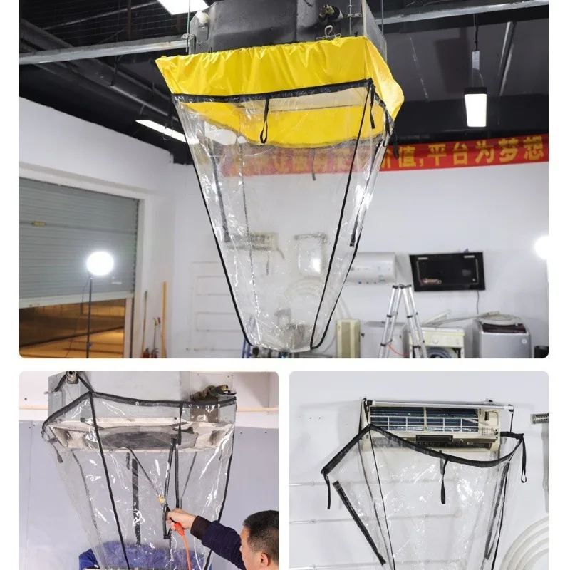 Waterproof Ceiling Cassette Air Conditioner Cleaning Cover Oxford Cloth Anti‑dirt Water Receiving Protective Hood