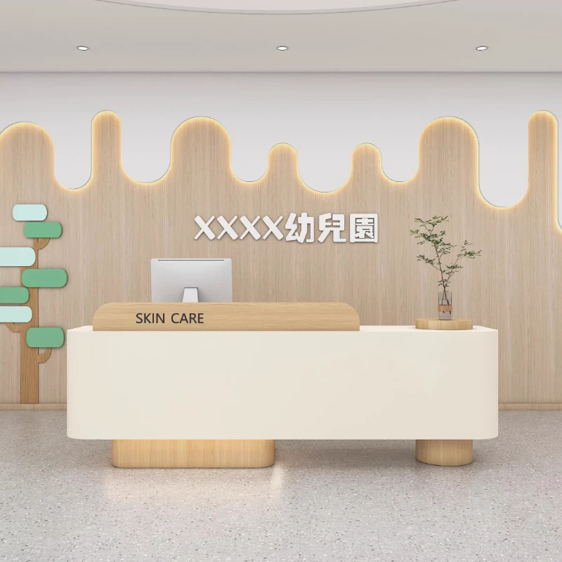 

120 160 180 200 220 240 260 280 300cm cream style reception desk Customer center computer desk office table designer furniture