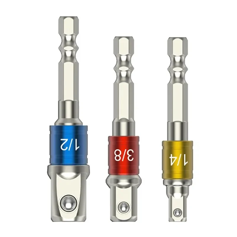 

3 Piece Set Color Hexagon Screw Screwdriver Changeover Extension Square Head Socket Tool Set for Electric Screwdriver