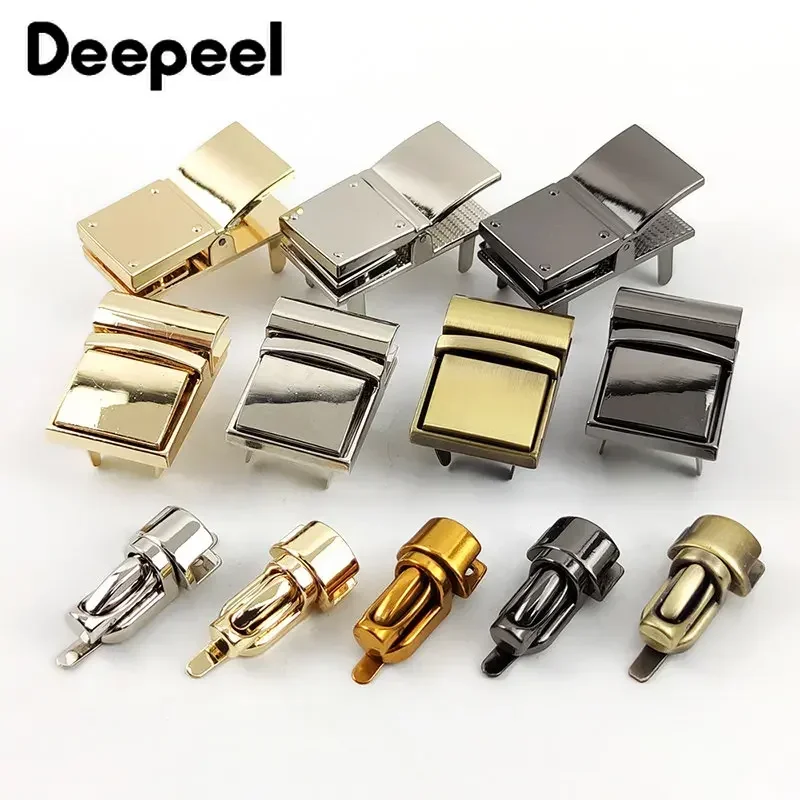 2Pcs Deepeel Metal Locks Bag Twist Turn Snap Lock Clasp Buckles Decorative Closure DIY Bags Replacement Hardware Accessories