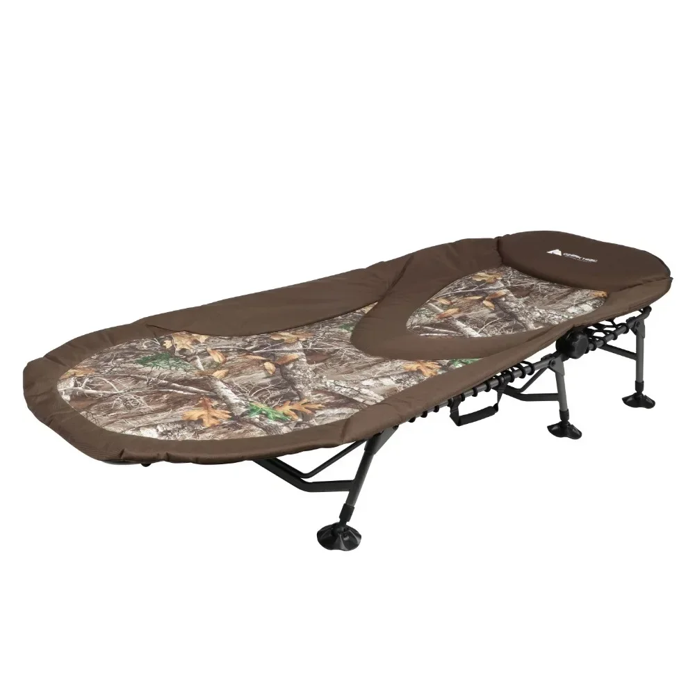 New Ozark Trail North Fork Adjustable Camo Camping Cot, Green,  77.9