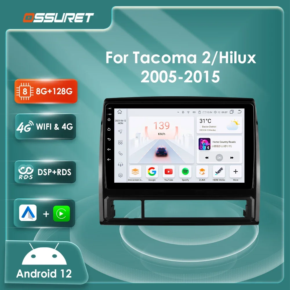 2DIN Android Auto Car radio GPS Stereo For Toyota Tacoma 2 2005-2015 Hilux Multimedia player 4G 8Core Autoradio SWC navi Carplay