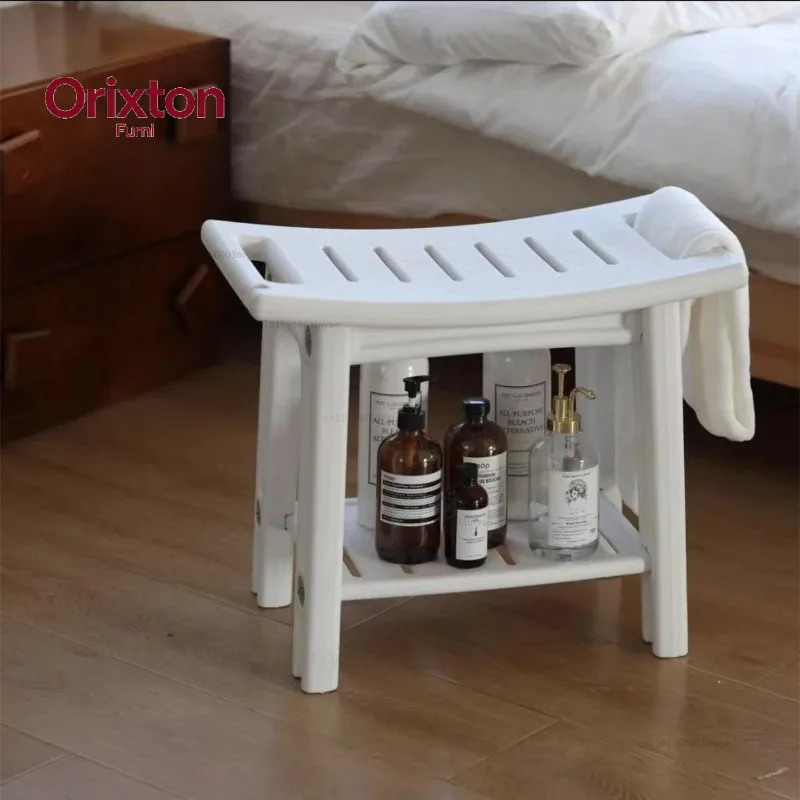 Bath bathroom stool elderly pregnant women shower stool storage household double bench non-slip plastic low stool