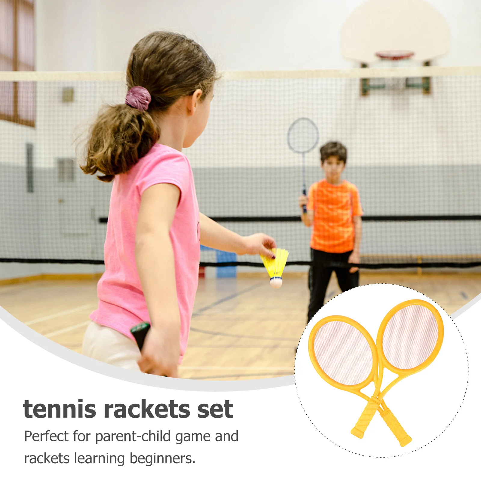 ชุดไม้เทนนิสแบดมินตัน 2 ชิ้น ทำจากวัสดุ ABS น้ำหนักเบา ปลอดภัย เหมาะสำหรับเด็กเล่นกลางแจ้ง ฝึกซ้อม ไม้เทนนิสสำหรับเด็ก