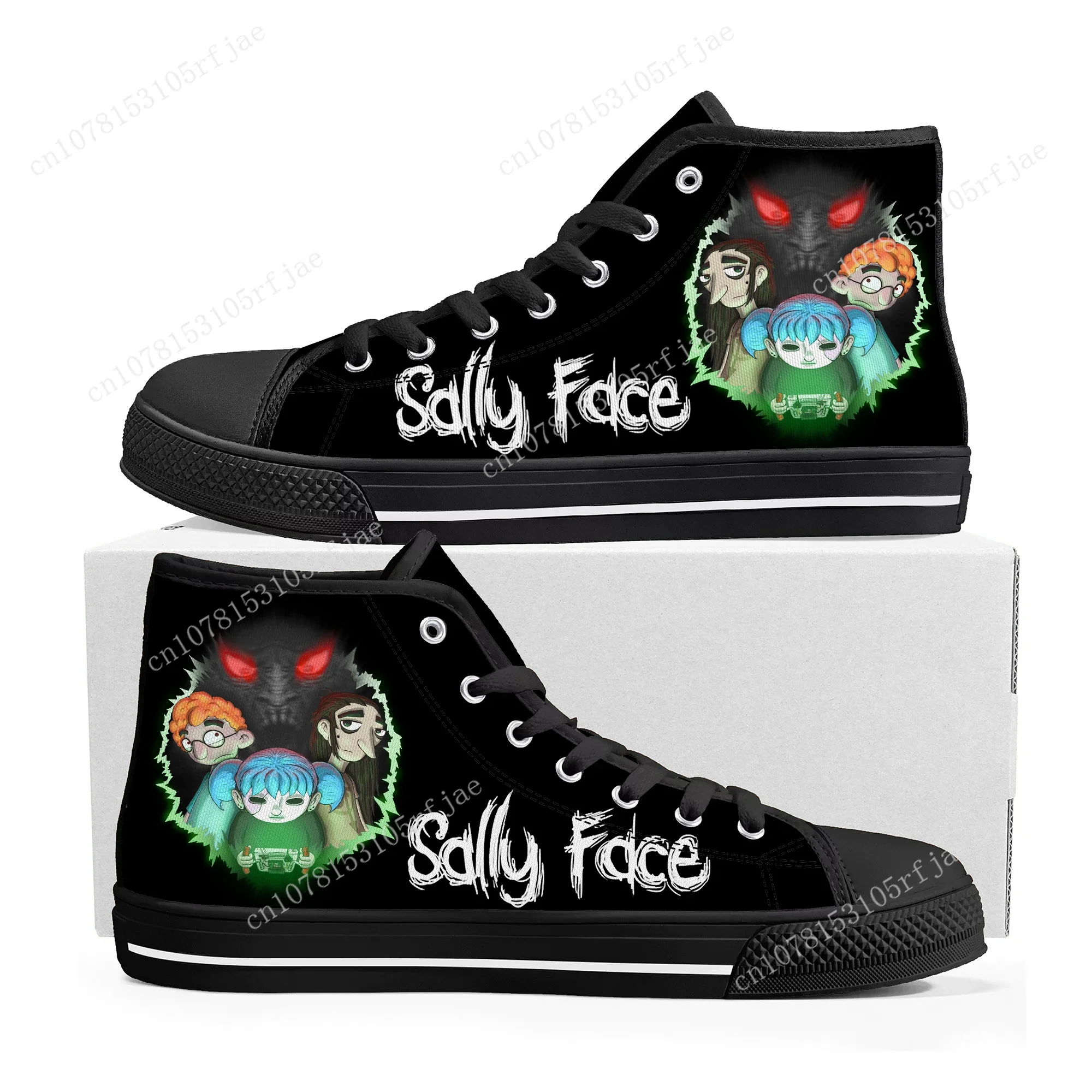 Sally Face High Top Sneakers Cartoon Game Mens Womens Teenager Fashion High Quality Canvas Sneaker Custom Built Couple Shoes