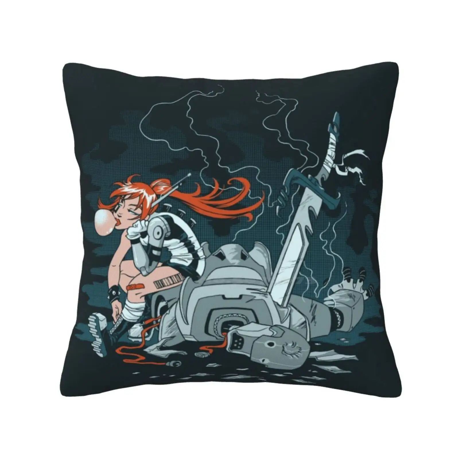 Beatdown Fashion Sofa Throw Pillow Cover Pillowcase Dooomcat Chick Girl Robot