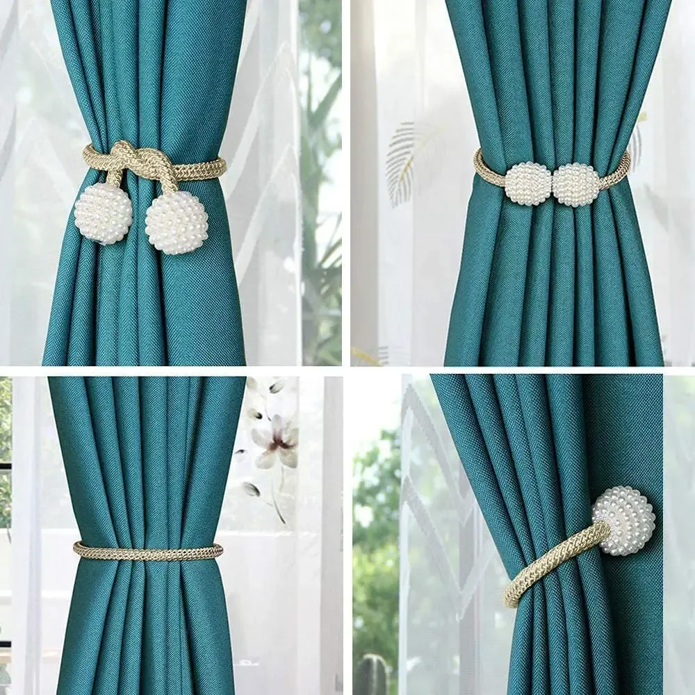 1/2PCS Pearl Magnetic Curtain Clip Holders Curtain Tie Backs Buckle Clips Hanging Ball Buckle Tie Back Curtain Decor Accessories