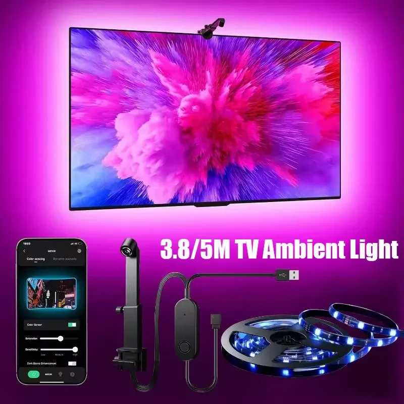 

RGBIC LED Light Strip Camera TV Screen Synchronization WiFi APP Music Synchronization Game Bedroom TV Background Light