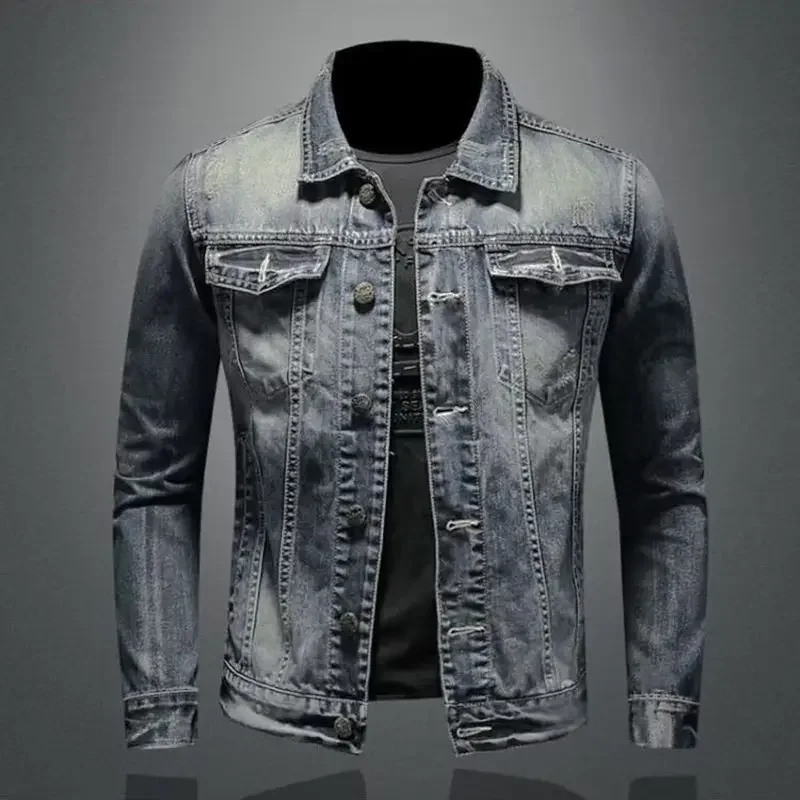 Jaket Denim pria musim gugur Jepang Retro kasual ramping pengendara sepeda motor mantel koboi untuk pria bermerek asli harga rendah estetika Y2k