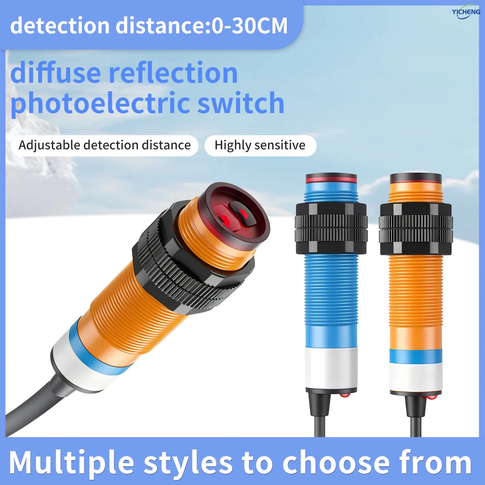 1Pcs Infrared Photoelectric Sensor,Through-Beam Reflection Object Detection, 0-30cm Range Non-Contact,1.3m Cable