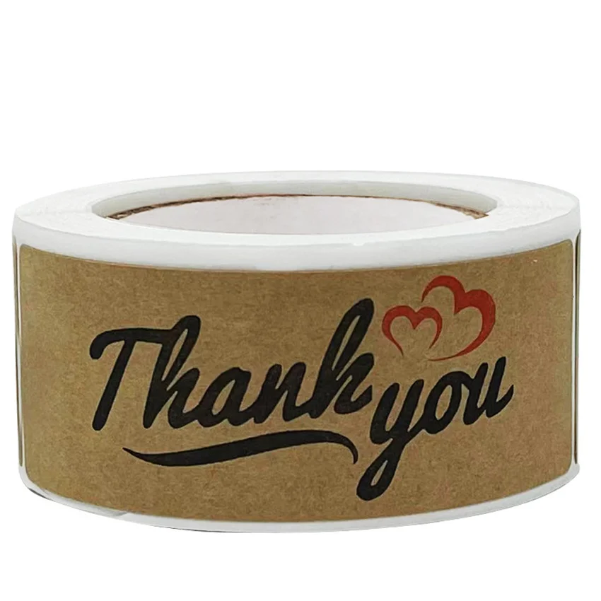 120pcs/roll Rectangle Kraft Paper Thank You Stickers Handmade Sticker Seal Labels For DIY Craft, Envelopes Seal, Gift Decoration