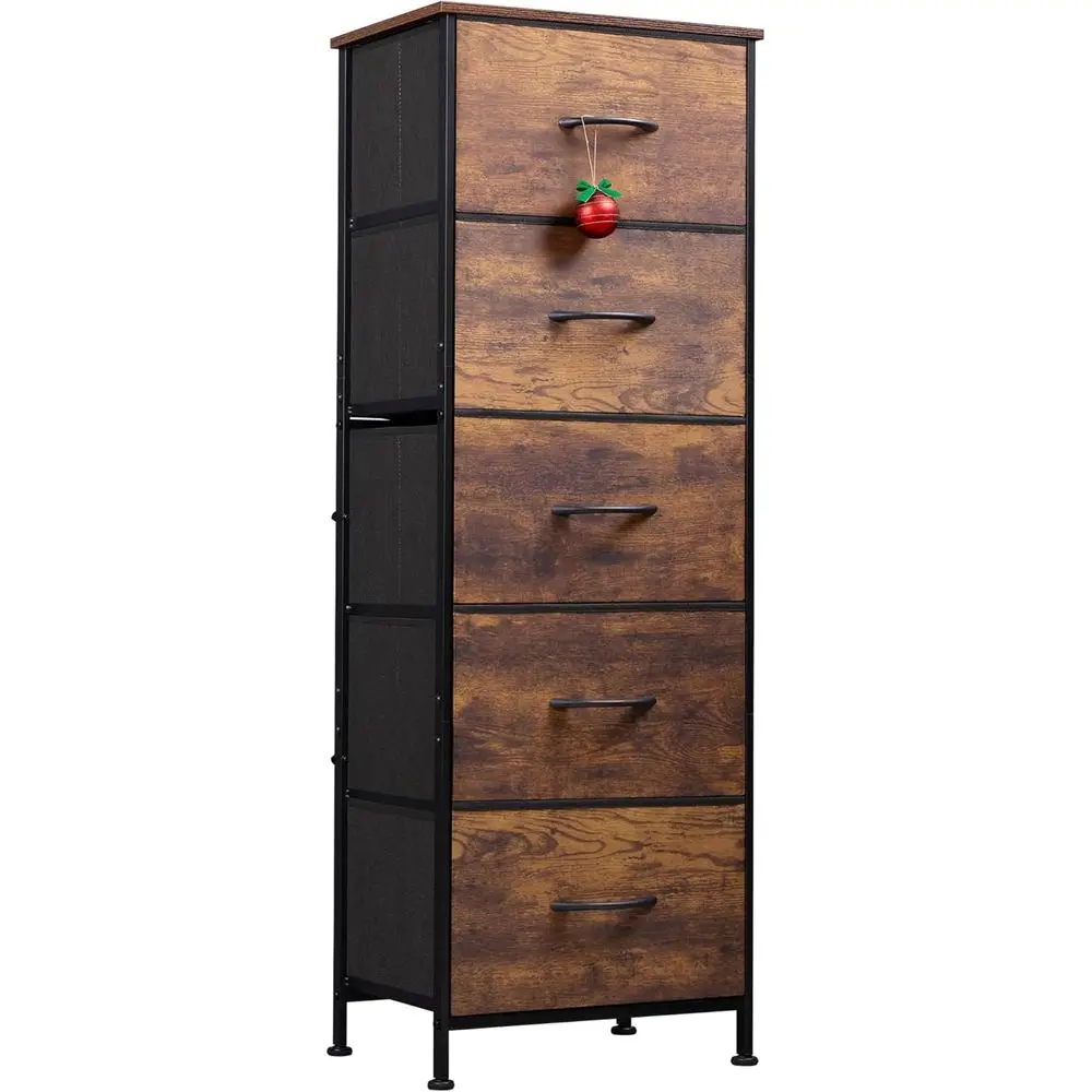 

abric Drer or Bedroom, 5-Der Tall Drers, Storage Organizer with abric Bins, Wood Top, Sturdy Steel e, Chest o Ders or Closet, Ha