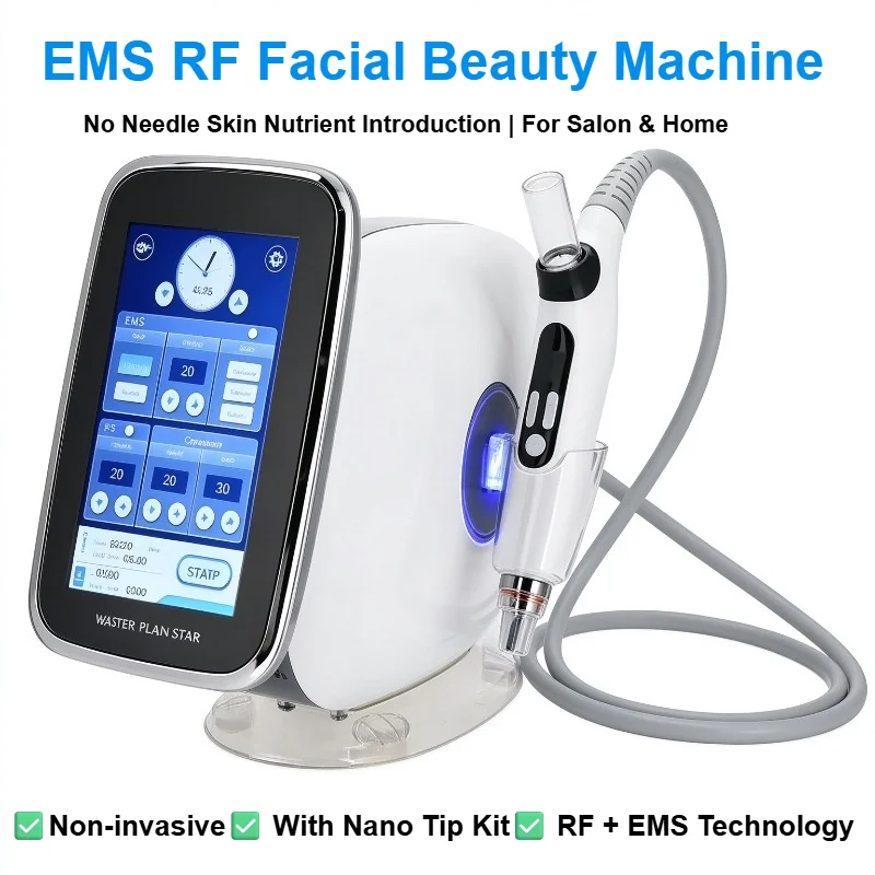 EMS RF No Needle Mesotherapy Machine Nano Microcrystalline Facial Skin Care Electroporation Beauty Device for Salon Home Use