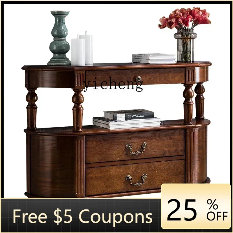 

GZ solid wood dining side cabinet, entrance cabinet, semi-round narrow cabinet, corridor aisle wall cabinet