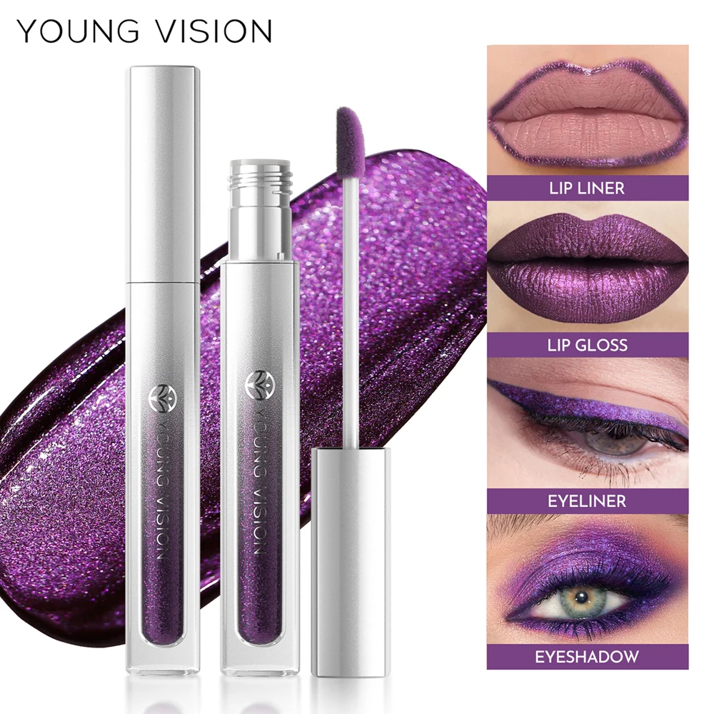 YOUNG VISION 8-Farben-Metallic-Lipgloss, matt, flüssig, wasserfest, übertragungsbeständig, langanhaltende Glanzkosmetik